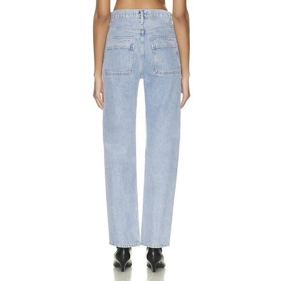 AGOLDE Cooper Cargo Blue Denim High Rise Straight Leg Jeans Size 24 - Picture 2 of 7